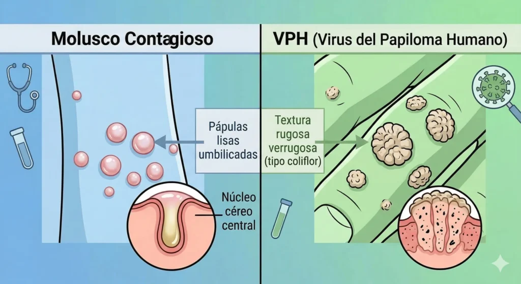 Cuál es la diferencia entre molusco contagioso genital y VPH: Guía Clínica Definitiva